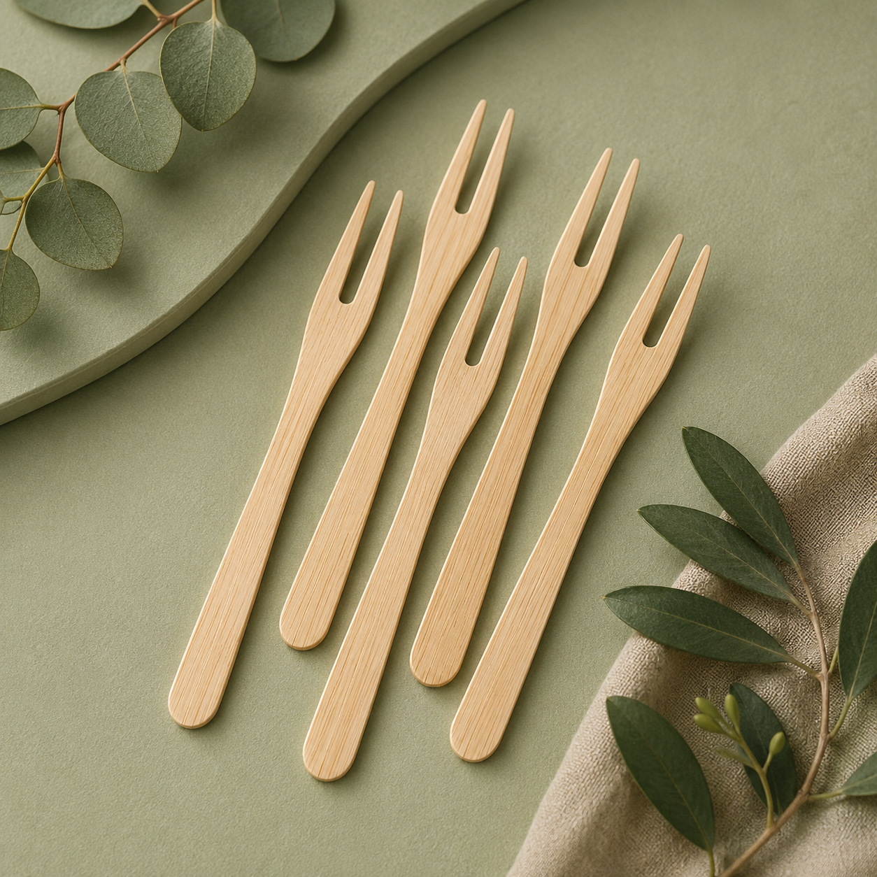 Premium Wooden Fruit Forks