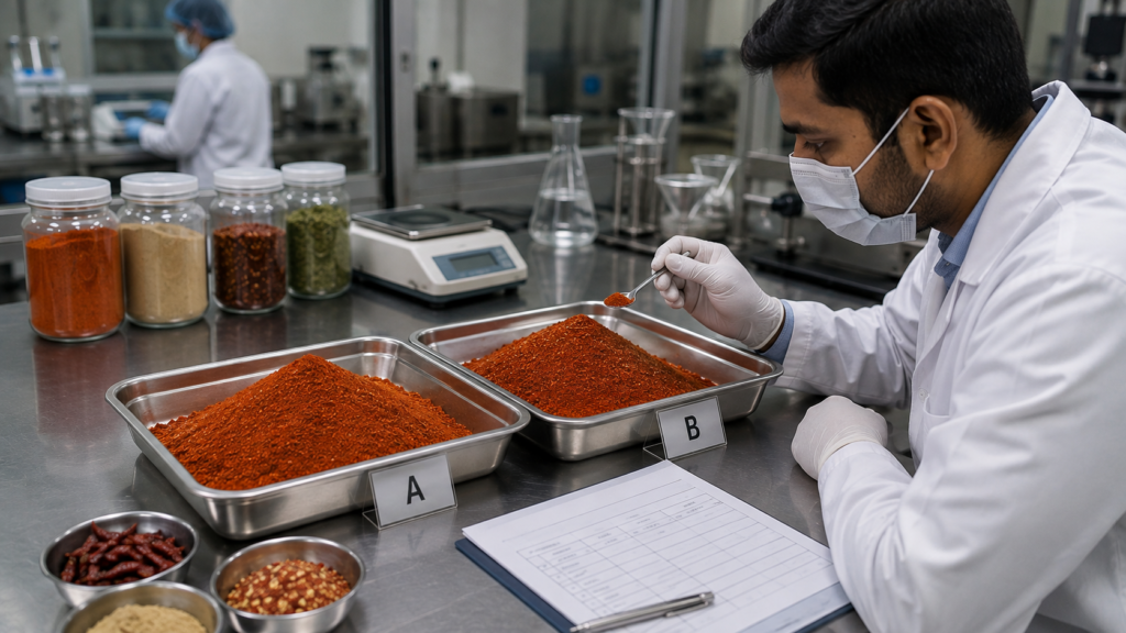 Quality control comparison of seasoning batches