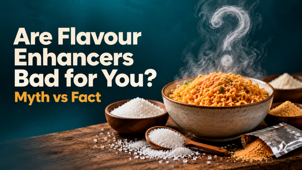 Are flavour enhancers bad for you? Instant noodles with MSG seasoning and flavour enhancer crystals