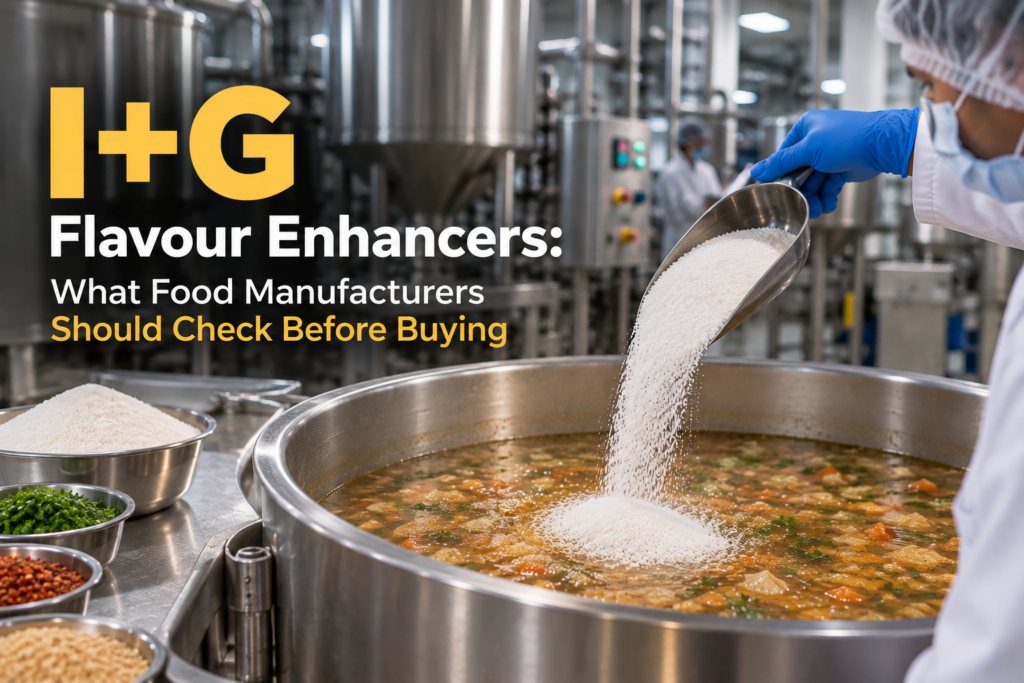 I+G flavour enhancer powder being poured into savoury broth