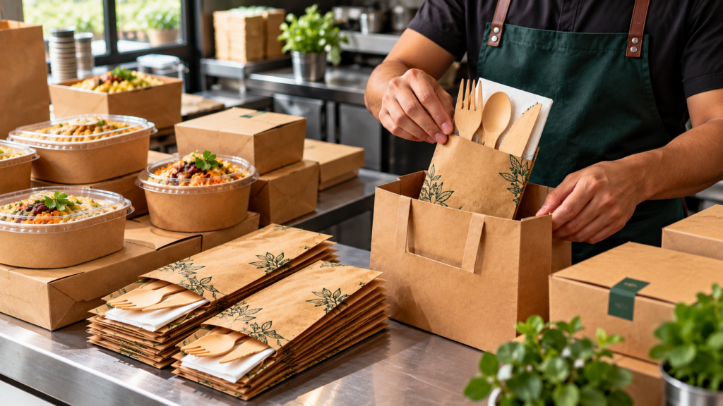 Custom Printed Cutlery Pouches in Bulk for Restaurants